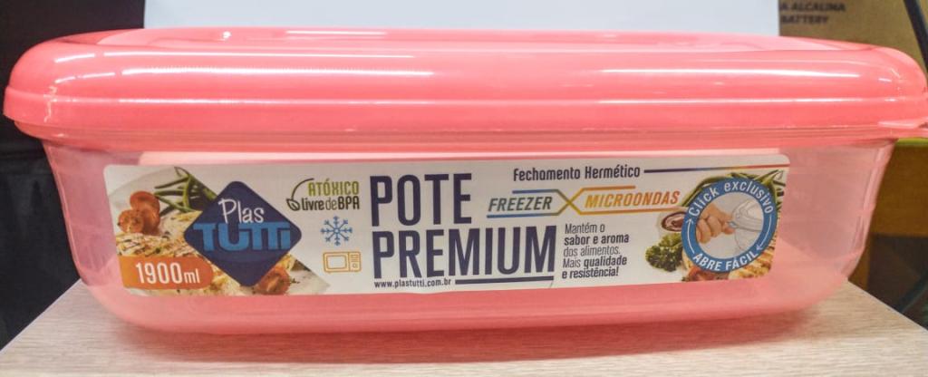 POTE RETANGULAR DURABILIDADE 1900ML COR SALMAO UNI