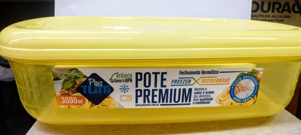 POTE RETANGULAR DURABILIDADE COR AMARELO 3000ML UNI