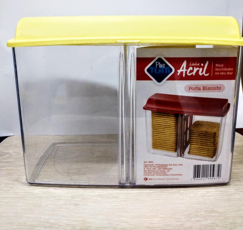 PORTA ACRILICO BISCOITO TAMPA AMARELA UNI