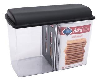 PORTA ACRILICO BISCOITO TAMPA PRETO UNI