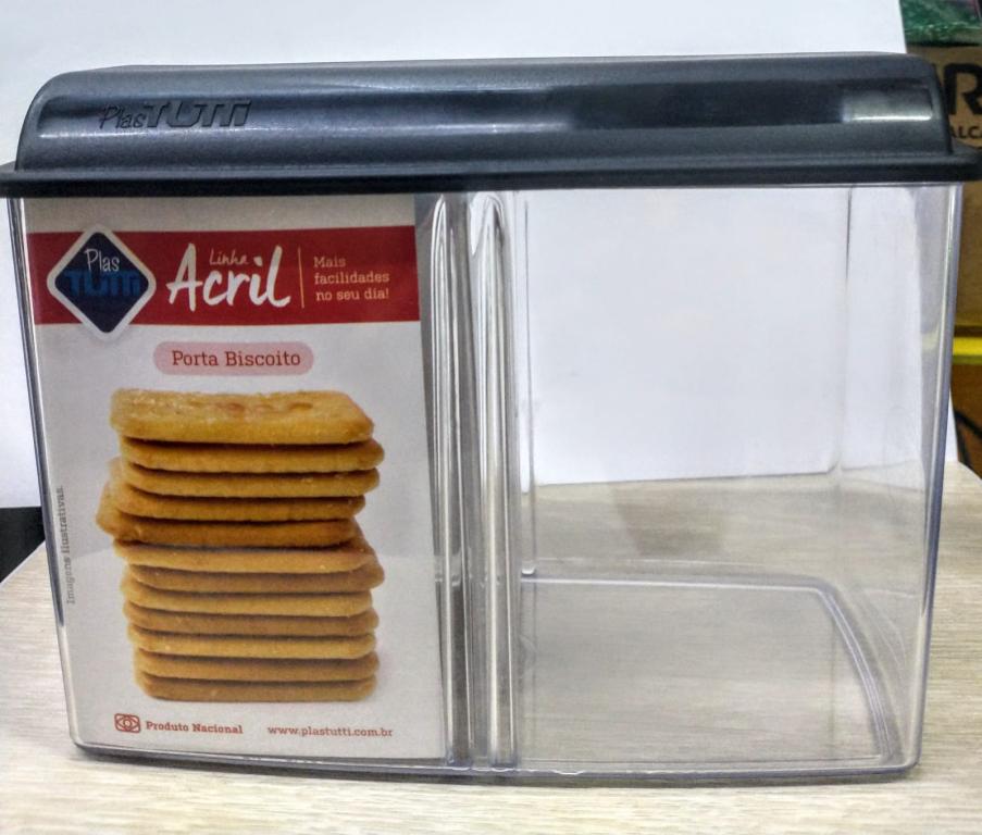 PORTA ACRILICO BISCOITO TAMPA PRETO UNI