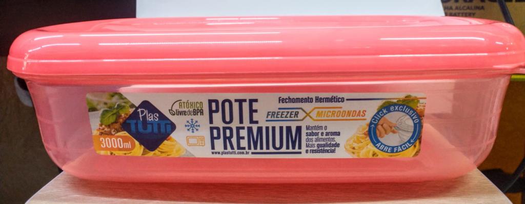 POTE RETANGULAR DURABILIDADE COR CORAL 3000ML UNI