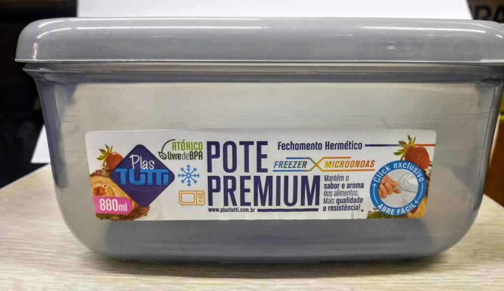 POTE RETANGULAR DURABILIDADE 880ML COR CINZA UNI