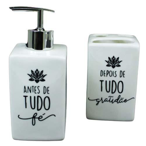 JOGO PORCELANA BANHEIRO SABONETE LIQUIDO 2 PECAS UNI NA CAIXCA