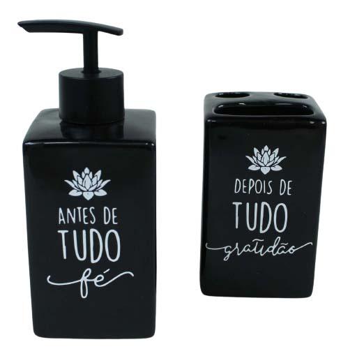 JOGO PORCELANA BANHEIRO SABONETE LIQUIDO 2 PECAS UNI NA CAIXCA