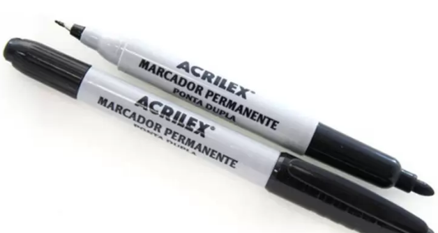 CANETA MARCADOR RETRO PROJETOR PRETA DUAS PONTAS CAIXA 12 UNI