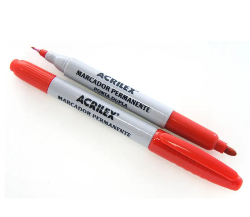 CANETA MARCADOR RETRO PROJETOR VERMELHO DUAS PONTAS CAIXA 12 UNI
