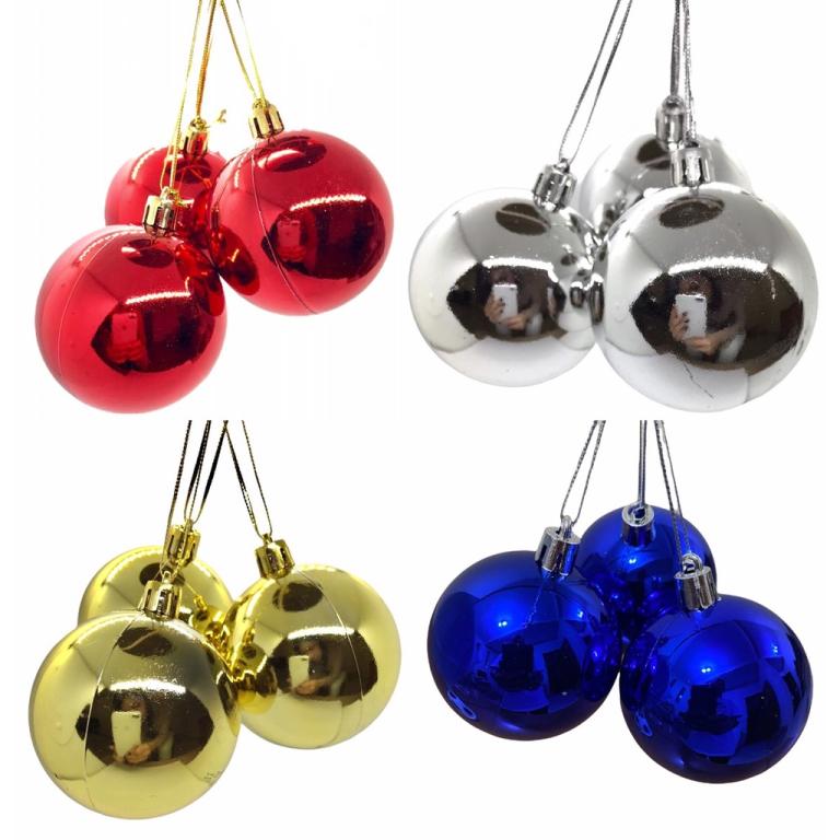 BOLA DE NATAL COLORIDA 3 BOLA 5CM UNI