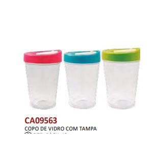 COPO COM TAMPA COLORIDA VIDRO 450ML UNI