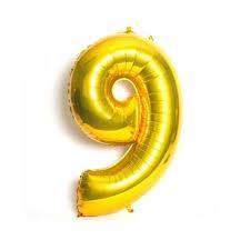 BALAO METALIZADO DOURADO N°9 71CM EIXO PCT 5