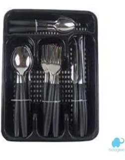 CONJ TALHERES C/GAVETA PRETO UNI