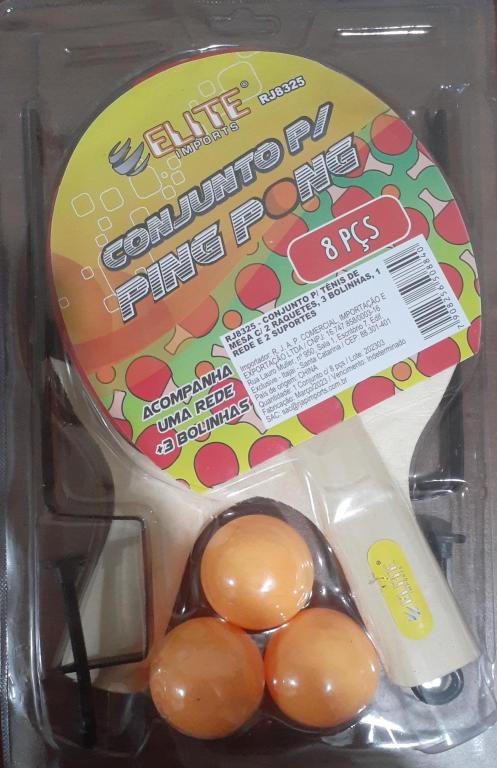 RAQUETE P/PING PONG C/3 BOL+REDE UNI