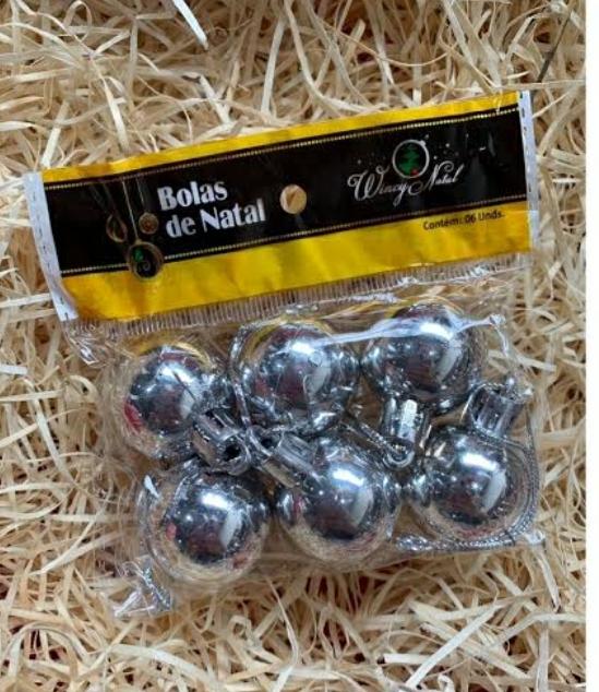 BOLA LISA BRILHANTE SORT 6 BOLAS 3CM  UNI