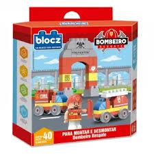 KIT BLOCOS+BONECO BOMBEIRO UNI