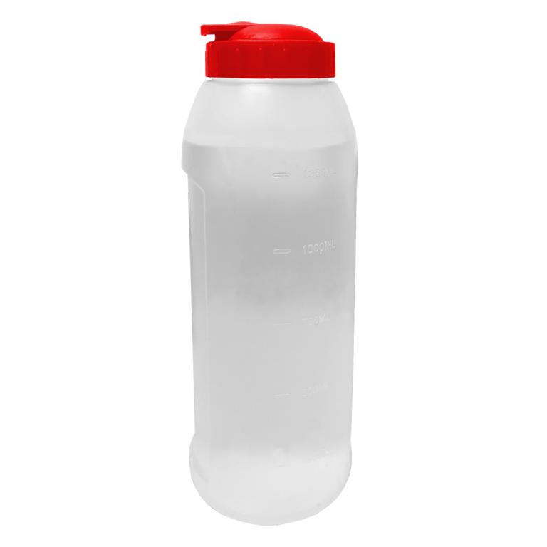 GARRAFA GELADEIRA 1,5L TRANSPARENTE TAMPA VERMELHA