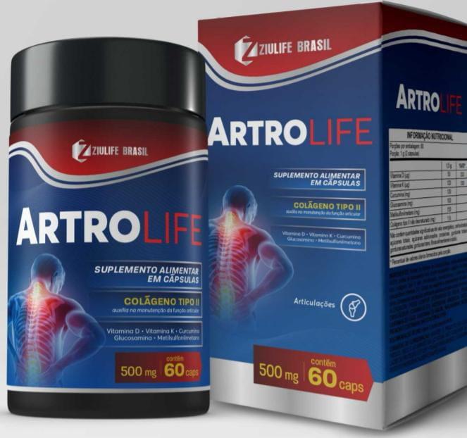 Artrolife Colageno tipo II 500mg 60cps, Ziulife Brasil.