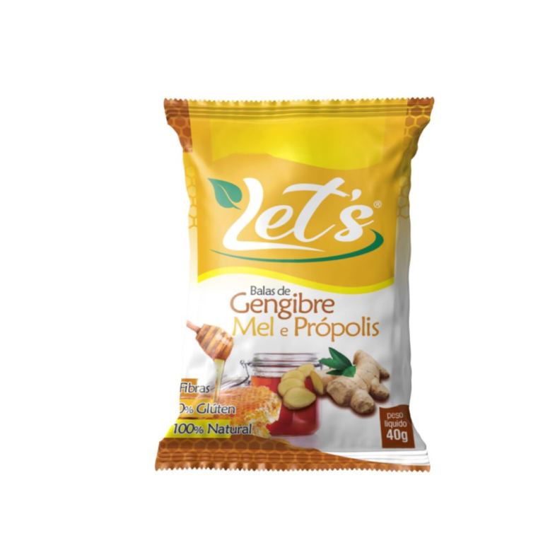 Balas de gengibre, mel e Propolis 40g PCT 30UN