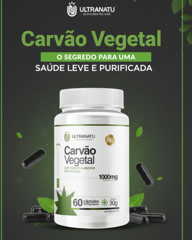 Carvao Vegetal Ativado 1000mg 60cps Ultranatu