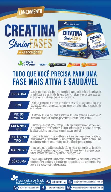 Creatina Senior Fases sabor Tangerina 200g 20 saches