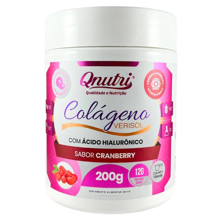 Colágeno com Ácido Hialurônico, Cranberry Qnutri.