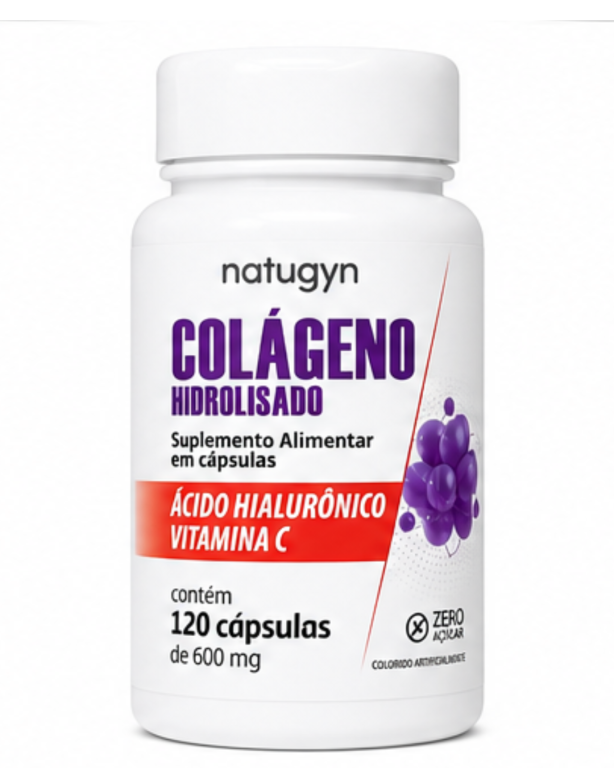 Colageno Hidrolisado + Vita. C 0 açúcar 600mg 120cps Natugyn