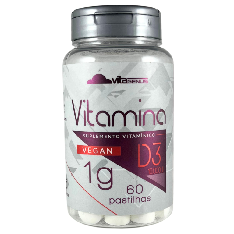 Vitamina D3 60 pastilhas, 10000UI Vitagenus.