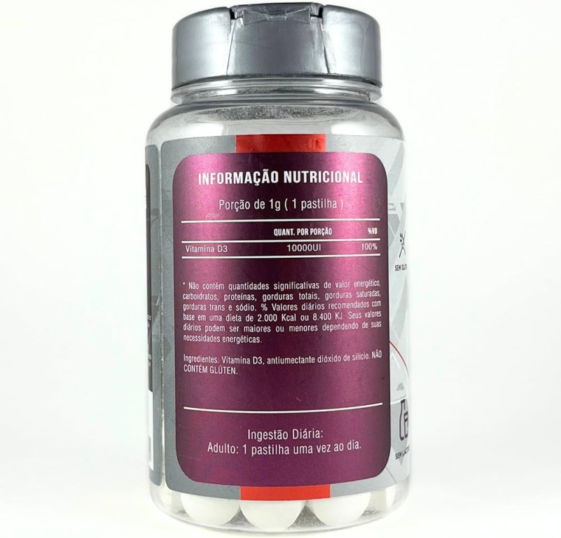 Vitamina D3 60 pastilhas, 10000UI Vitagenus.