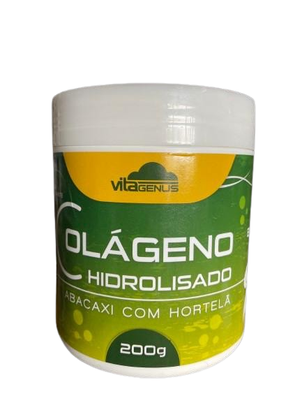 Colageno Hidrolisado 200g, Sabor Abacaxi com Hortelã Vitagenus.