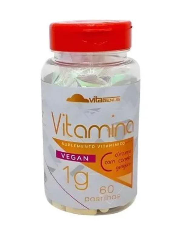 Vitamina C, com Curcuma, Canela e Gengibre 60 pastilhas, Vitagenus.