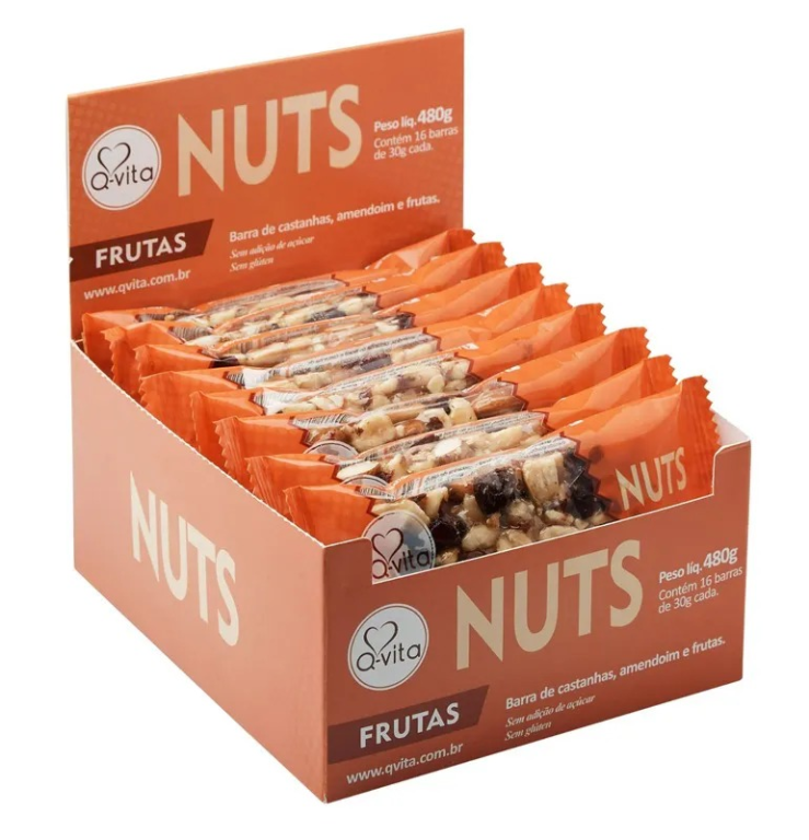 Barra Nuts Frutas, 480g Qvita (16un)