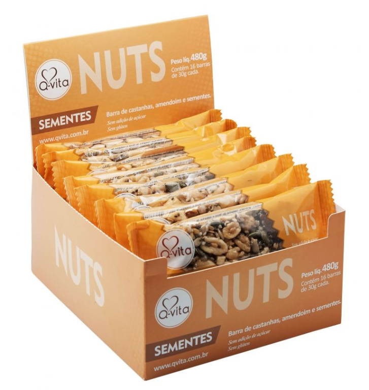 Barra Nuts Sementes Qvita, 480g (16un)
