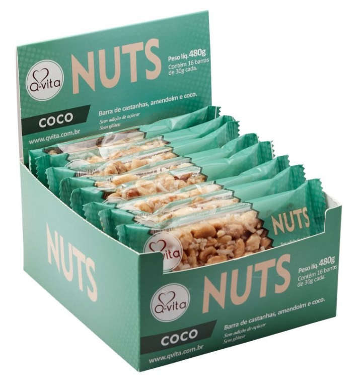 Barra Nuts Coco Qvita, 480g (16UN).
