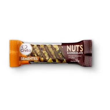 Barra Nuts Sementes e Chocolate Qvita, 528g (16UN).