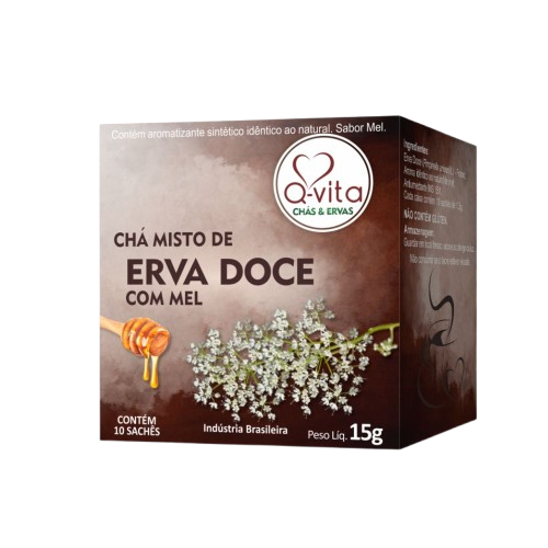 Cha de Erva Doce com Mel 15g, Qvita.