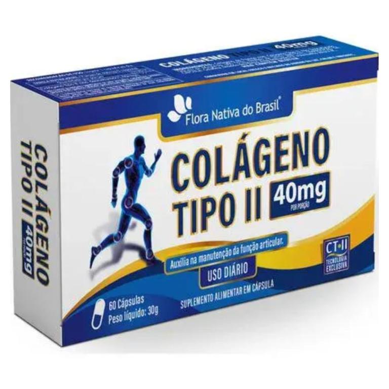 Colageno tipo 2 40mg 60cps, Flora Nativa.