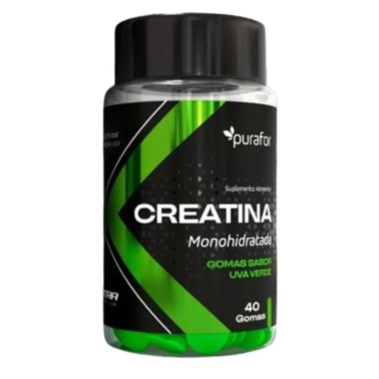 Creatina 40 gomas, sabor uva verde Purafor.
