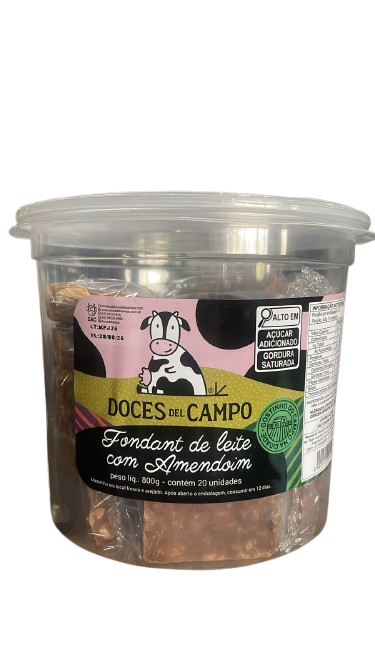 Doce Fondant de Leite com Amendoim, pote c/20 Doces Del Campo.