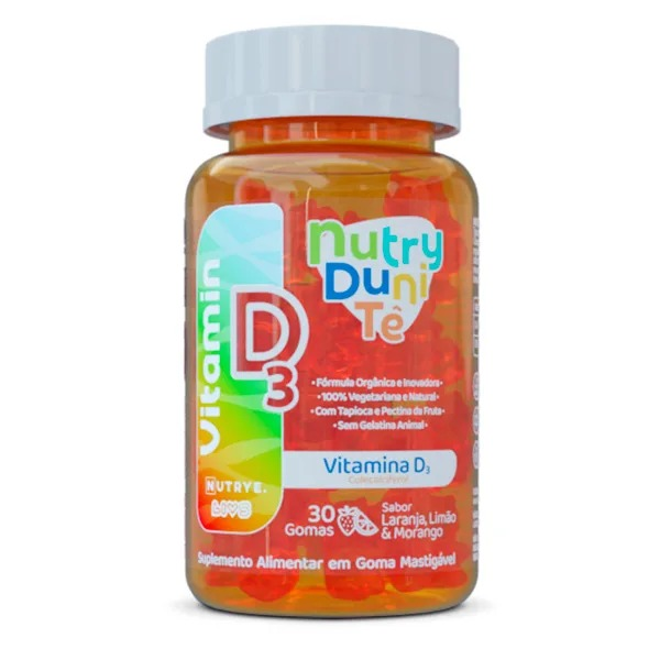 Vitamina D3 Gummy Kids 30 gomas NutriDuniTe Laranja, limão e morango