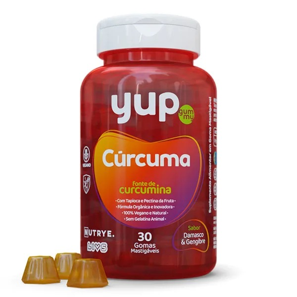 Yup Gummy adulto Curcuma 30 gomas sabor Damasco e Gengibre