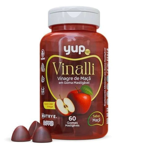 Yup Gummy adulto Vinalli Vinagre de maça 60 gomas sabor maçã