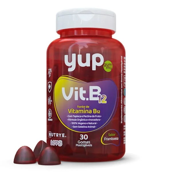 Yup Gummy adulto Vitamina B12 30 gomas sabor Framboesa