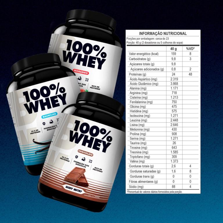 Whey Concentrado, 900g Baunilha, Body Nutry.