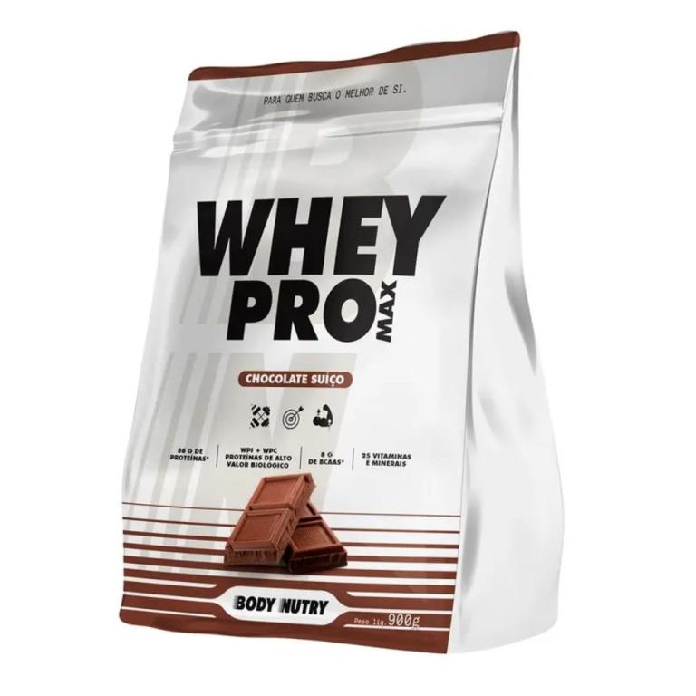 Whey Pro Max, 900g sabor Chocolate Suiço, Body Nutry.