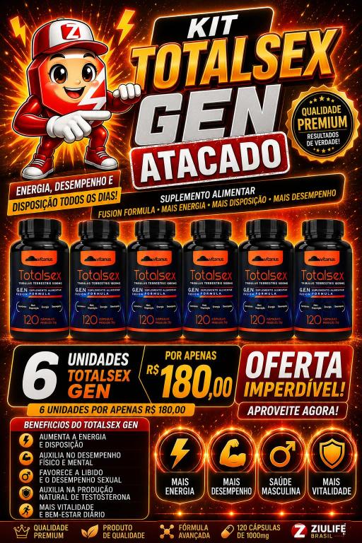kit 6 Totalsex + ioimbina + mucuna + tribullus 60% 120PAST 1200MG
