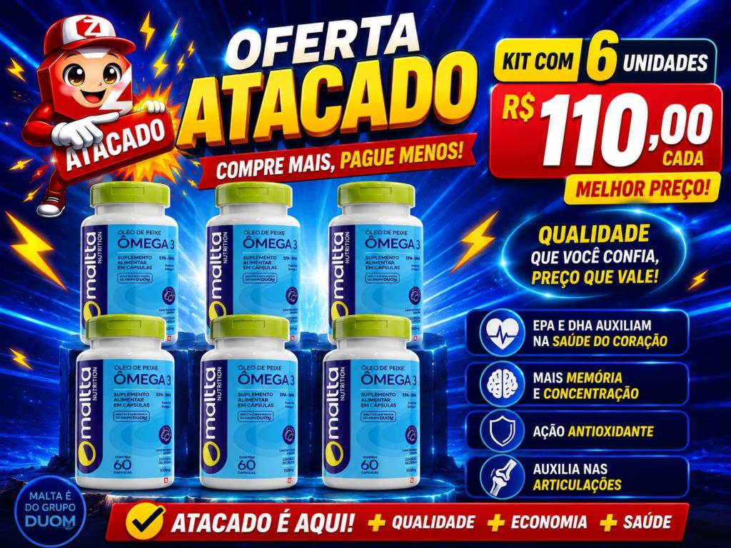 Kit 6 Omega 3 Maltta, 60cps 1000mg.