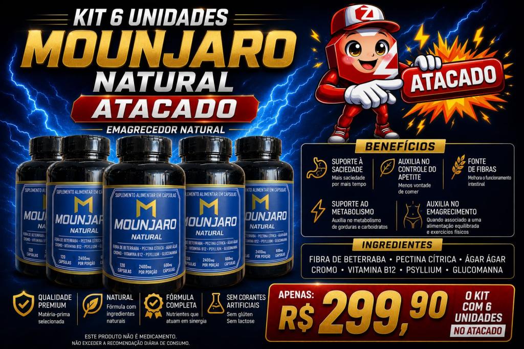 Kit 6 Mounjaro Natural 120cps, Bioviigor.