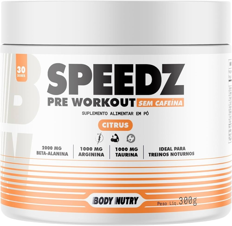 Pre workout sem cafeína Sabor Citrus 300g Body Nutry