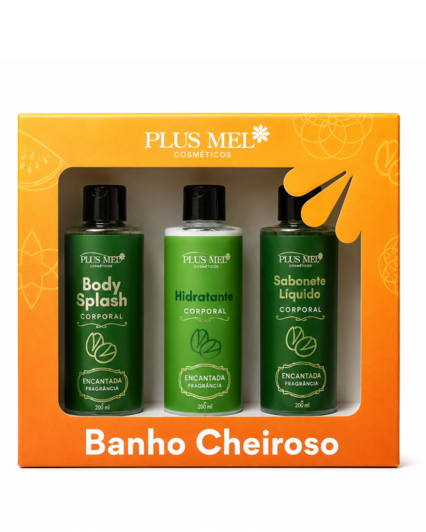 Kit de banho cheiroso Encantada ( Bod.Spla. + sabo. Liq. + Hidra.) Plus Mel