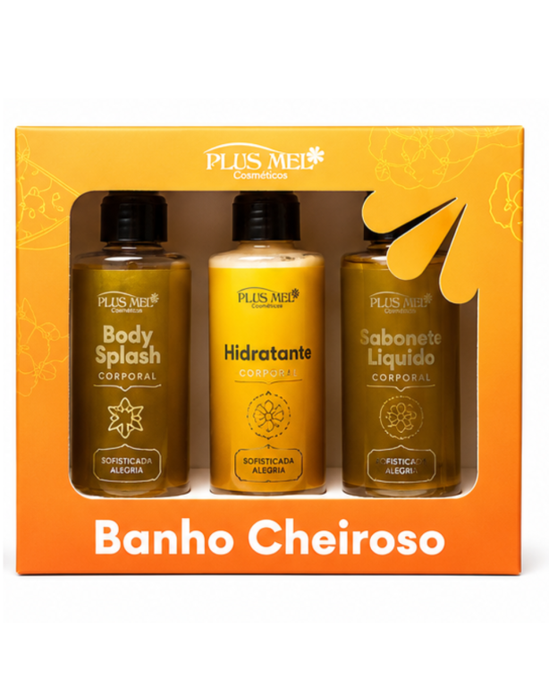 Kit de banho cheiroso Sofisticada ( Bod.Spla. + sabo. Liq. + Hidra.) Plus Mel