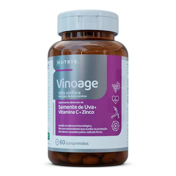 Vinoage (Ext. semente de uva + Vit. C+ Zinco) 60 comprimidos Nutrye